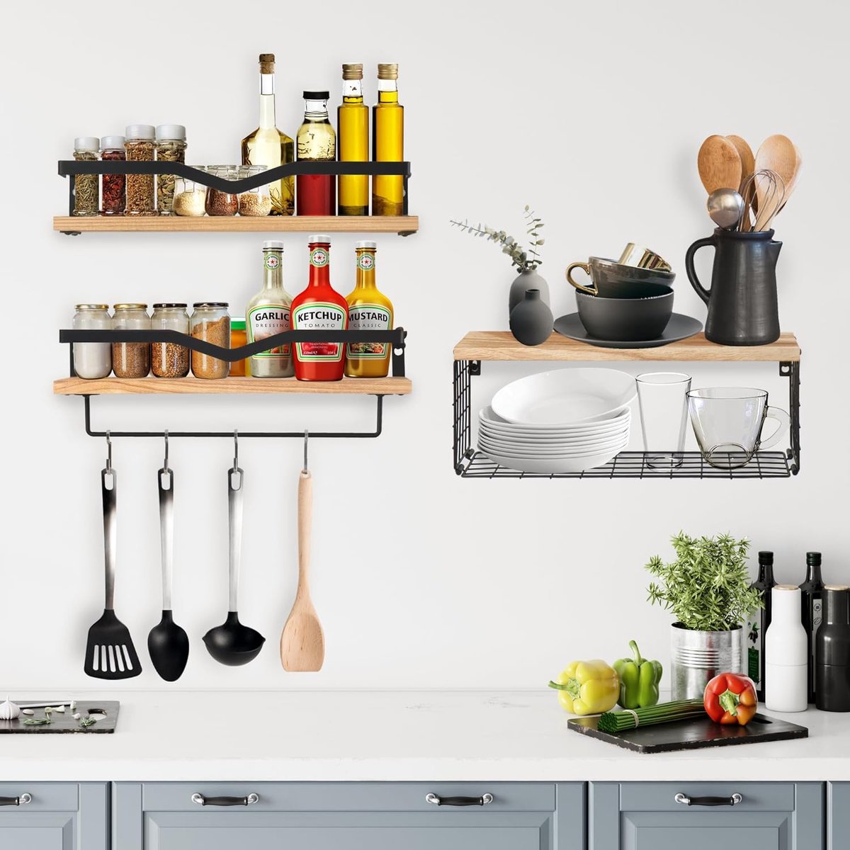 keuken wandrek - Wandplank / Verbluffende decoratie Set of 3