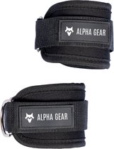 Alpha Gear - Ankle Straps - Black - Enkelband - 2 stuks - Cuff Strap - Enkel Straps - Billen Trainer - Billen Lift - Heup trainer - Heup versterken - Kabelmachine - Kick Straps -