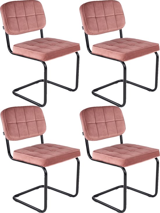 Kick buisframe stoel Ivy roze - set van 4