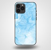 Smartphonica Telefoonhoesje voor iPhone 13 Pro Max met marmer opdruk - TPU backcover case marble design - Lichtblauw / Back Cover geschikt voor Apple iPhone 13 Pro Max