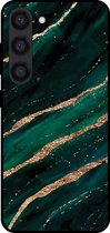 Smartphonica Telefoonhoesje voor Samsung Galaxy S23 met marmer opdruk - TPU backcover case marble design - Groen Goud / Back Cover geschikt voor Samsung Galaxy S23