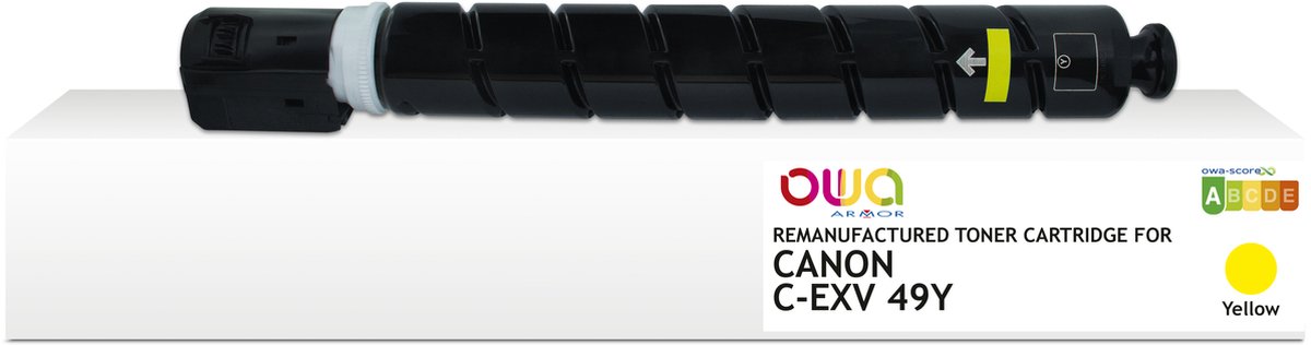 OWA Toner CANON C-EXV 49 Y - Refurbished Canon toner met chip - Geel - 19.000 pagina's - CEXV49, EXV49, CEXV49Y