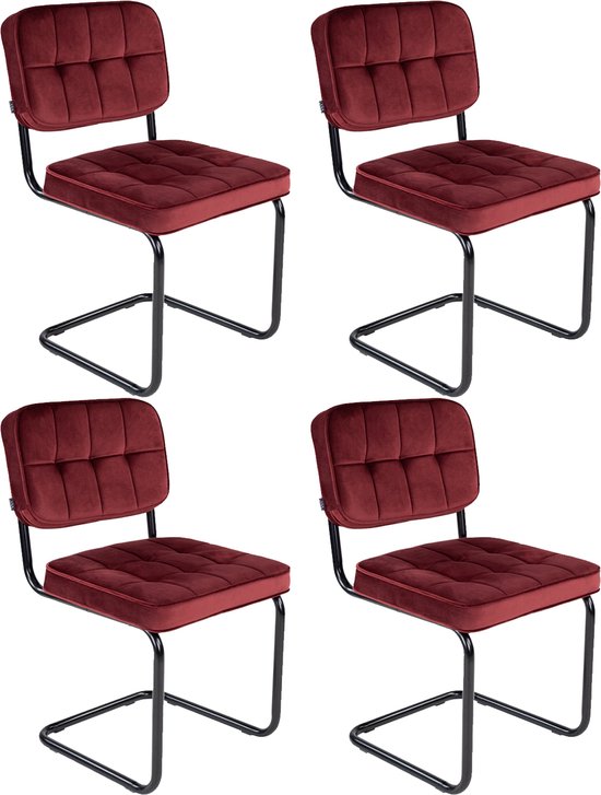 Kick buisframe stoel Ivy rood - set van 4