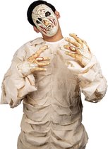 Partychimp Mummy Gezichtsmasker Met Handen Halloween Masker voor bij Halloween Kostuum Volwassenen - Latex- Onesize