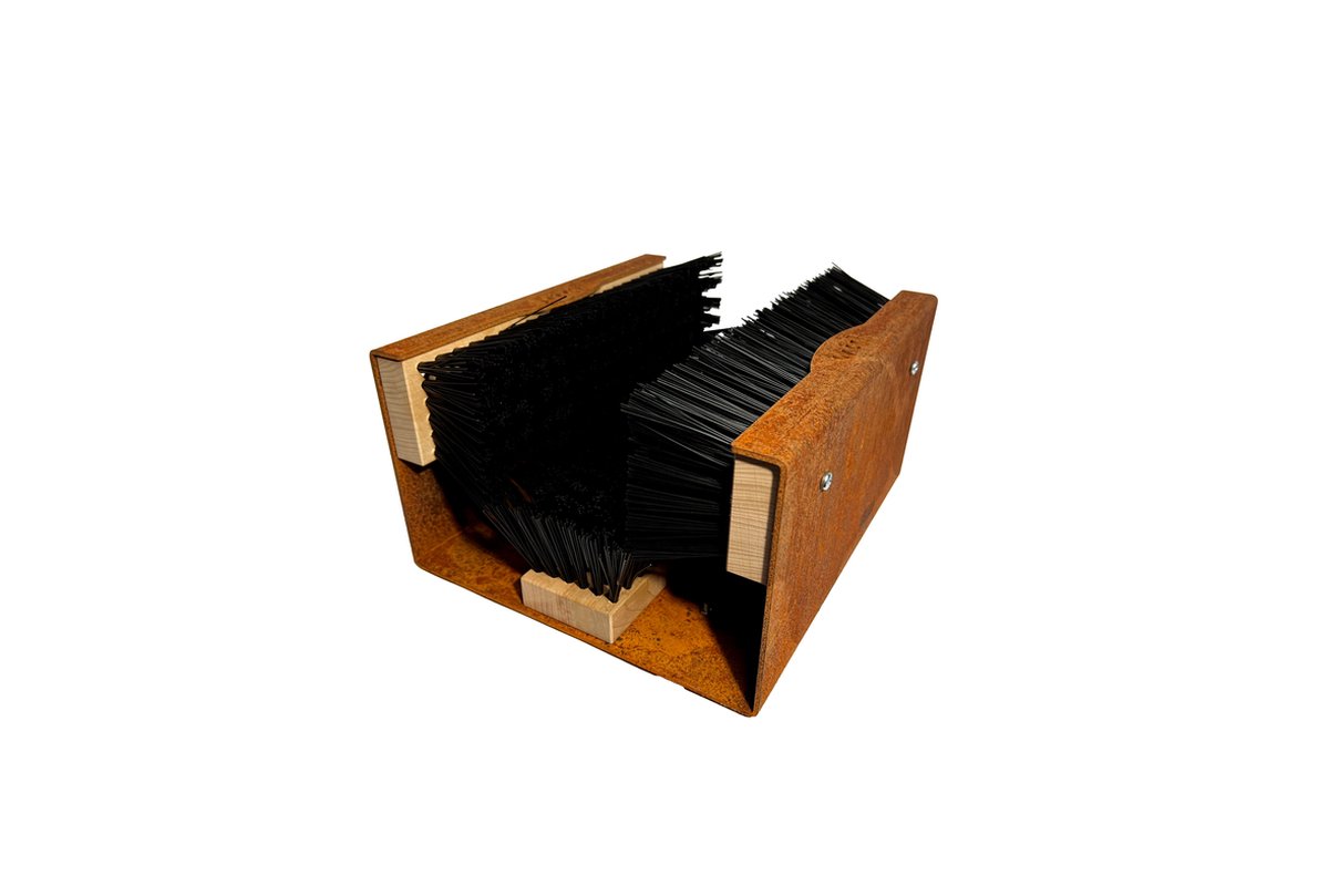 De Borstelfabriek Voetveger - De Box natuurlijk roest (Borstel zwart)