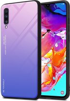Cadorabo Hoesje geschikt voor Samsung Galaxy A70 / A70s in ROZE - BLAUW - Tweekleurige beschermhoes van TPU-silicone Case Cover en achterzijde van gehard glas