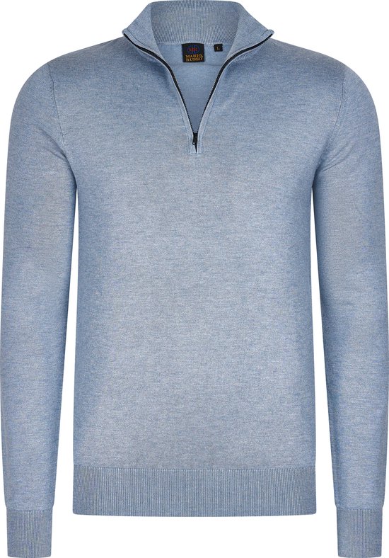 Mario Russo - Heren Sweaters Half Zip Trui Lichtblauw - Blauw - Maat 3XL