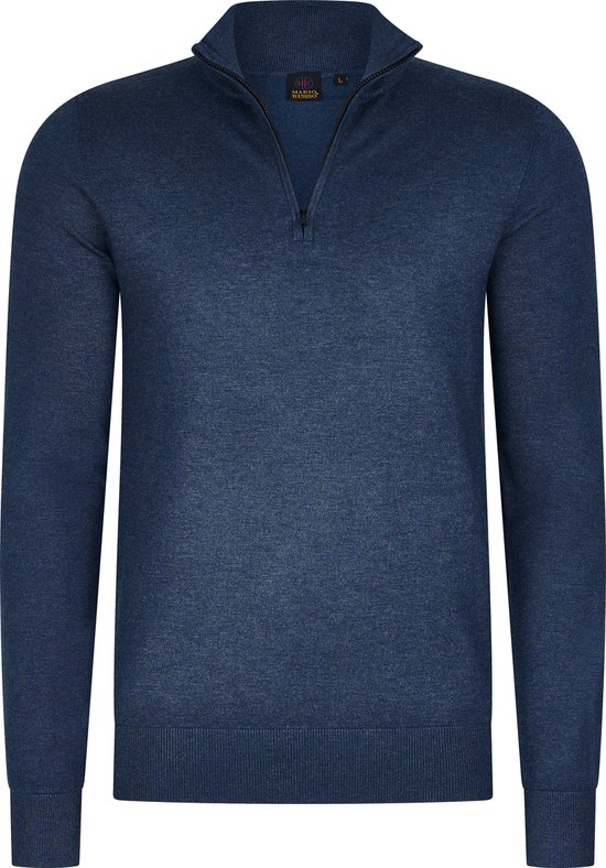 Mario Russo Half Zip Sweater Jeans Blue 3XL