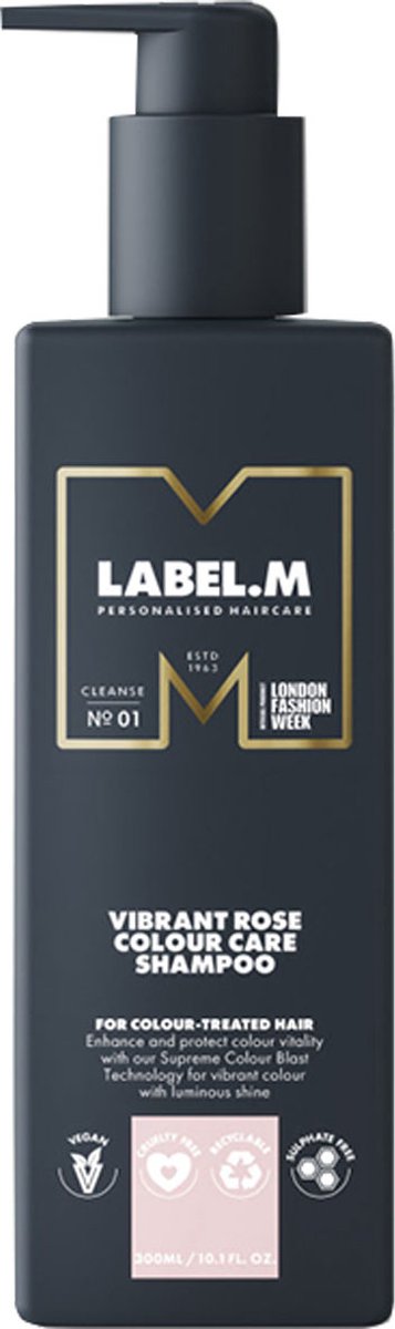 Label.M Vibrant Rose Colour Care Shampoo - 300 ml- Normale shampoo - Voor Gekleurd haar -