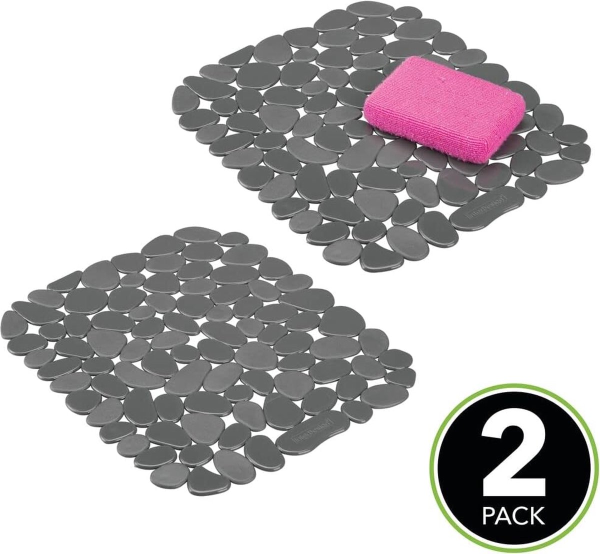 Goedkoopste gootsteenmat – afdruipmat voor gootsteen en aanrecht op maat – afdruipplaat met bubbelpatroon voor in de keuken – set van 2 – donkergrijs