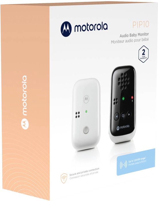 Product: Motorola Nursery Babyfoon PIP10 - 230V - Draagbare Ouder Unit - 300 Meter Bereik - Incl. 2 Stroomadapters - Kunststof - Wit, van het merk Motorola