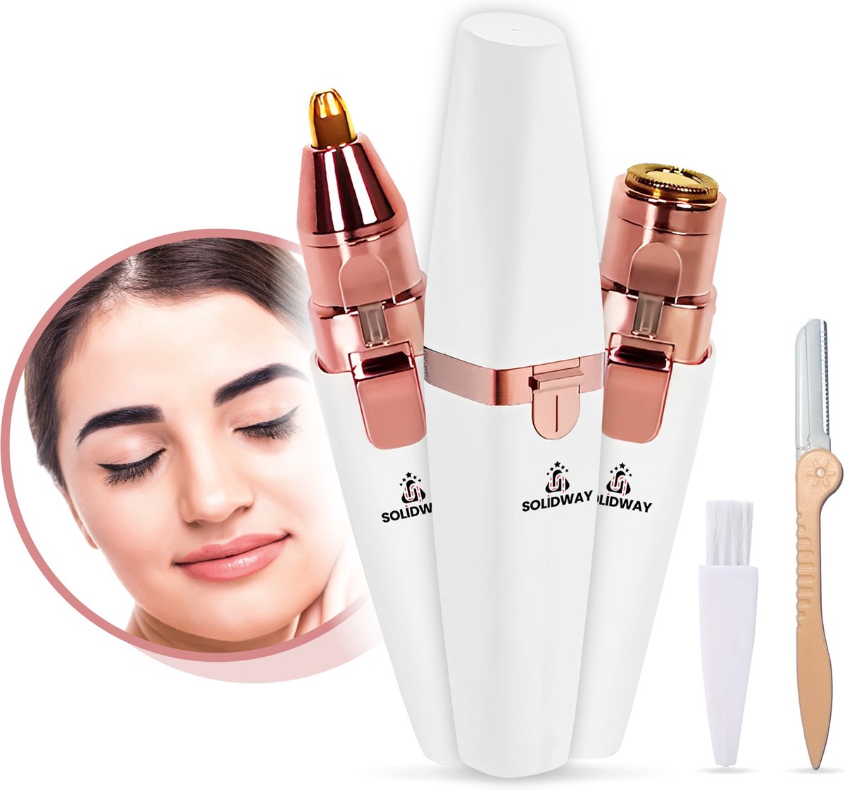 Wenkbrauw Trimmer - Gezichtsontharing Dames - Flawless - Gezichtshaar Verwijderen Vrouw - Precisietrimmer Incl. Wenkbrauw Mesje