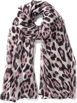 Sjaal met Panterprint - 180x90 cm - Roze