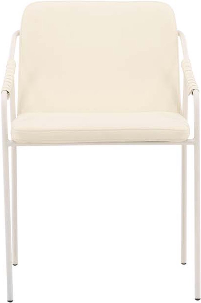Tvist eetkamerstoel met armleuningen PU kunstleer beige.