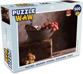 Puzzel Rustiek - Druiven - Schaal - Stilleven - Fruit - Legpuzzel - Puzzel 500 stukjes