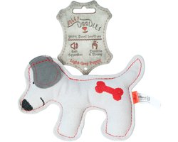 Tiny Doodles Doggy - Doodles Puppy - Hondenspeelgoed - Honden speeltje met piep - Lichtgrijs - 17 cm