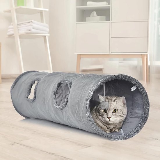Adori Katten Tunnel 5 Gangen - Kattenspeelgoed - 25x50 cm Zwart - Noorse Boskat - Pets Place