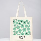 Artsy Canvas Bags - Strandtas met Rits - Beach Bag - Tote Bag - Floral Tote - bloemige tas - Universiteit tas - eco-friendly bag - milieuvriendelijke tas - katoenen tas