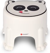 Discountershop Schattig Kinder Opstapkrukje - Wit Kunststof - Anti-Slip - Panda Gezicht Print - Max. 50kg Draagkracht – 30cm x 27cm x 21cm