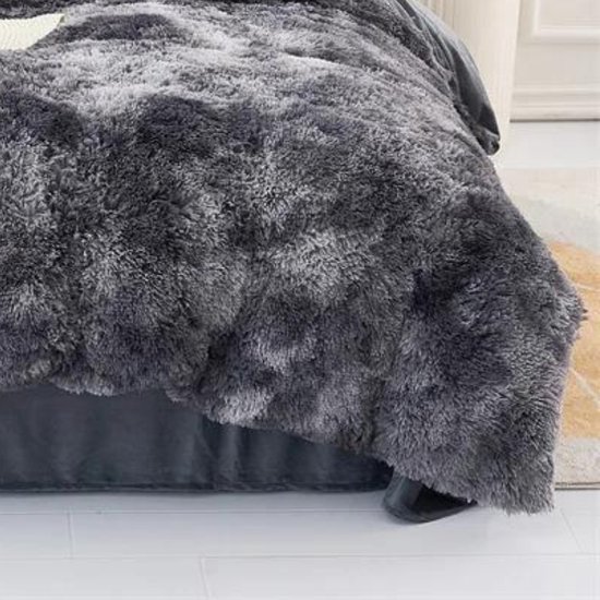 Zorgmatras® - Fluffy teddy dekbedovertrek met kussensloop - Grijs gevlekt - 140x200 cm