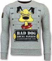 Bad Dog Trui - Cartoon Heren Sweater - Grijs