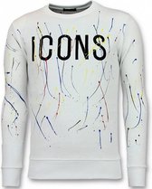 Paint Drop Trui - ICONS Sweater Heren - Wit