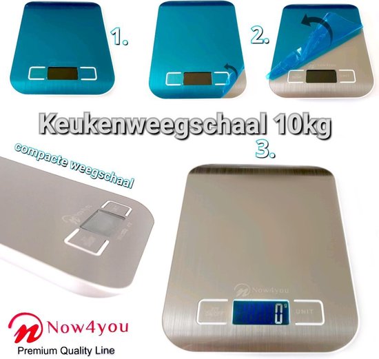 Digitale Precisie Keukenweegschaal RVS - met Tarra Functie - Tot 10 kg - Inclusief Batterijen - now4you