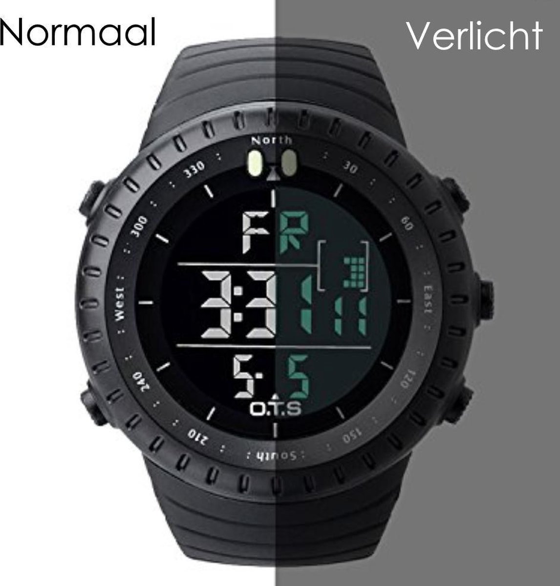 OTST7005G Sporthorloge Zwart/zilver