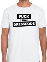 Fuck the dresscode tekst t-shirt wit voor heren S