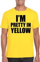 I am pretty in yellow tekst t-shirt geel heren M