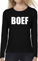 BOEF tekst t-shirt long sleeve zwart voor dames - BOEF shirt met lange mouwen S