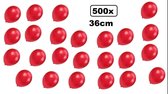 500x Super kwaliteit ballonnen metallic rood 36cm