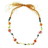 Behave® Kralen ketting multi kleur oranje 70 cm