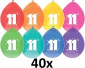 40 x Ballonnen - 11 jaar - assorti kleuren