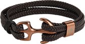 Leren armband heren man 22cm bruin met anker Galeara design