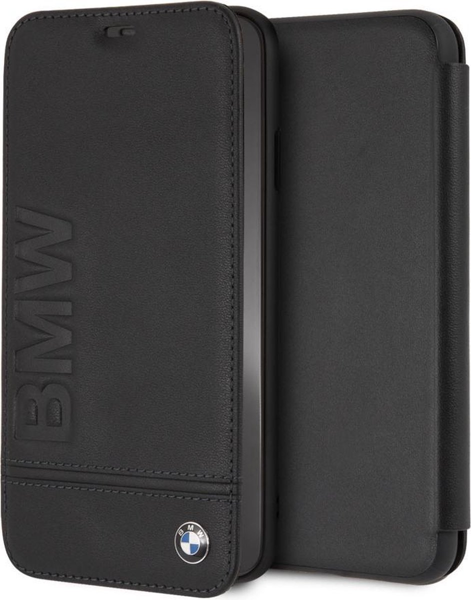 iPhone Xs Max Bookcase hoesje - BMW - Effen Zwart - Leer