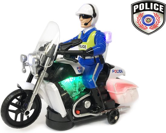 Politie motor met led flash light en politie geluiden - Police 20CM (excl  batterijen | bol.com