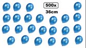 500x Super kwaliteit ballonnen metallic blauw 36cm