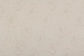 Jacquard Geweven Gecoat Luxe Tafellaken - Tafelzeil - Tafelkleed - Afgewerkt met biaislint - Bloem - Ecru - Rechthoekig - 140 x 220 cm - Opgerold op koker