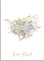 DesignClaud Den Bosch Plattegrond Stadskaart poster met goudfolie bedrukking A4 + Fotolijst wit