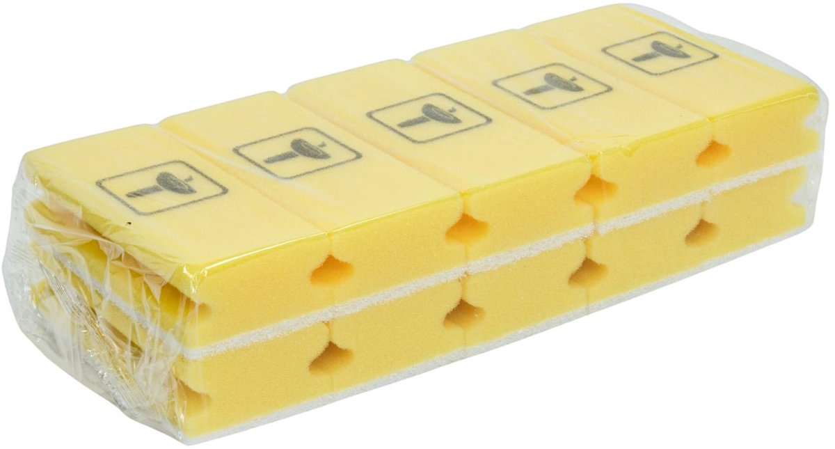D&L Schuurspons met Greep - Geel/wit - 10 Stuks