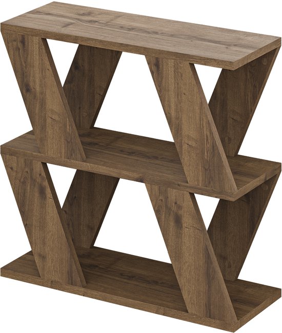 Table d'appoint étroite HOCUS PICUS avec 2 étagères de rangement | Table à 2 couches | Table d'appoint mince | Design moderne | Pour salon, chambre, bureau | Plusieurs options de couleurs | 60x22x57cm - Chêne foncé