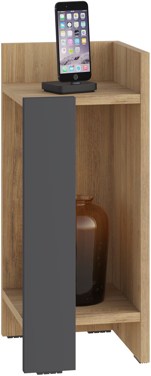 Hocus Picus Nachtkastje 2 Planken - Eiken/Antraciet - 25x27x60 cm