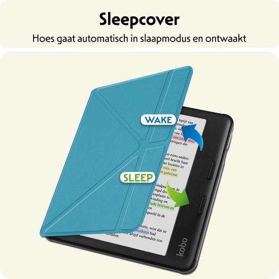 Hoesje Geschikt voor Kobo Libra Colour Hoes Bescherm Hoesje Case Sleep Cover Met Screenprotector - Hoes Geschikt voor Kobo Libra Colour Hoesje - Turquoise van Merkloos — afbeelding 3
