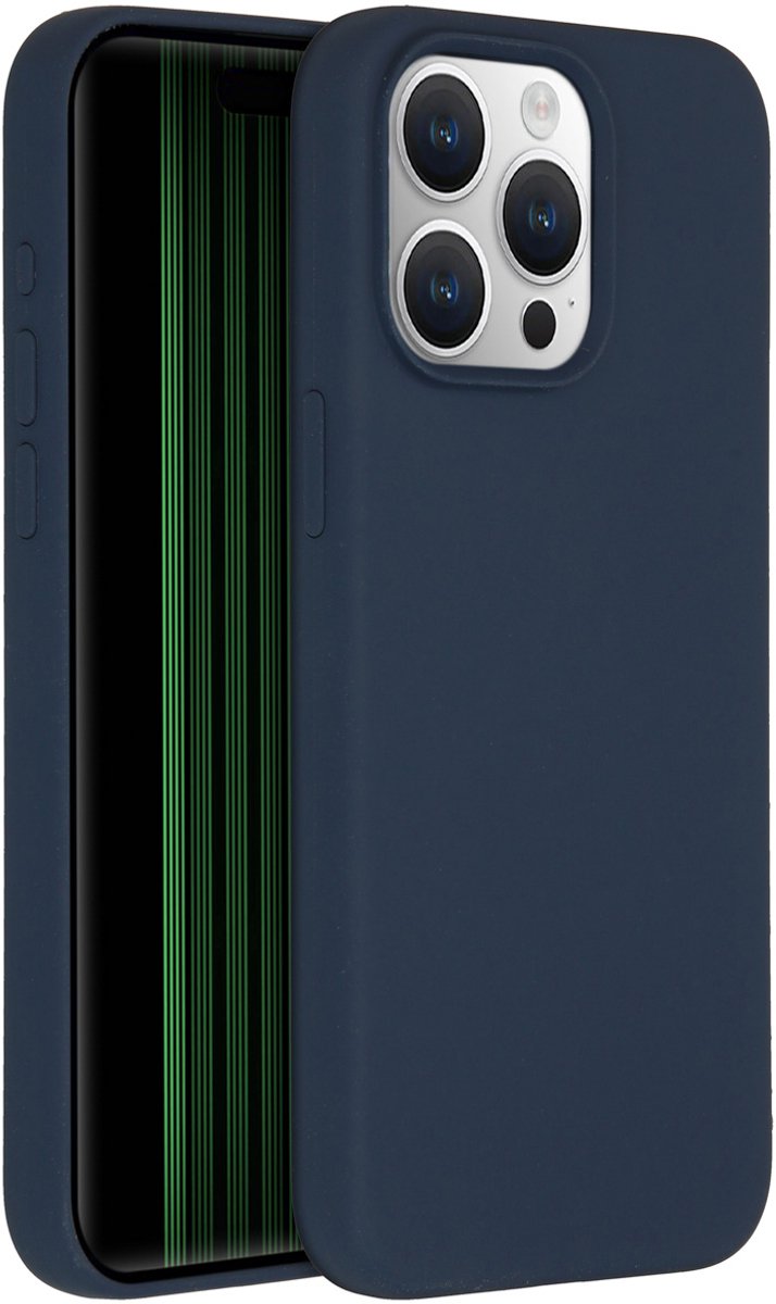 Accezz Hoesje Geschikt voor iPhone 15 Pro Max Hoesje Siliconen - Accezz Liquid Silicone Backcover Geschikt voor MagSafe - Donkerblauw