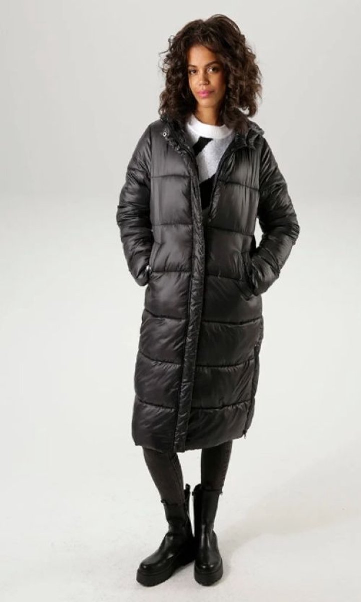 Aniston | Puffer jas lang | Zwart | maat 42