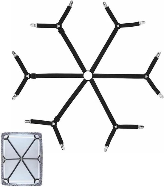 Beddengoedhouderset met slotstrips, stevige lakensluitingen, antislip vergrendelingsbladclips, voor alle maten matrassen, dekens, beddengoed (wit - 4