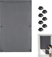 Store enrouleur occultant sans perçage - 60x93 cm - Grijs - Store occultant portable - Avec 7 ventouses - Protection solaire occultante et isolation thermique - Convient pour puits de lumière, chambres, toits de jardin