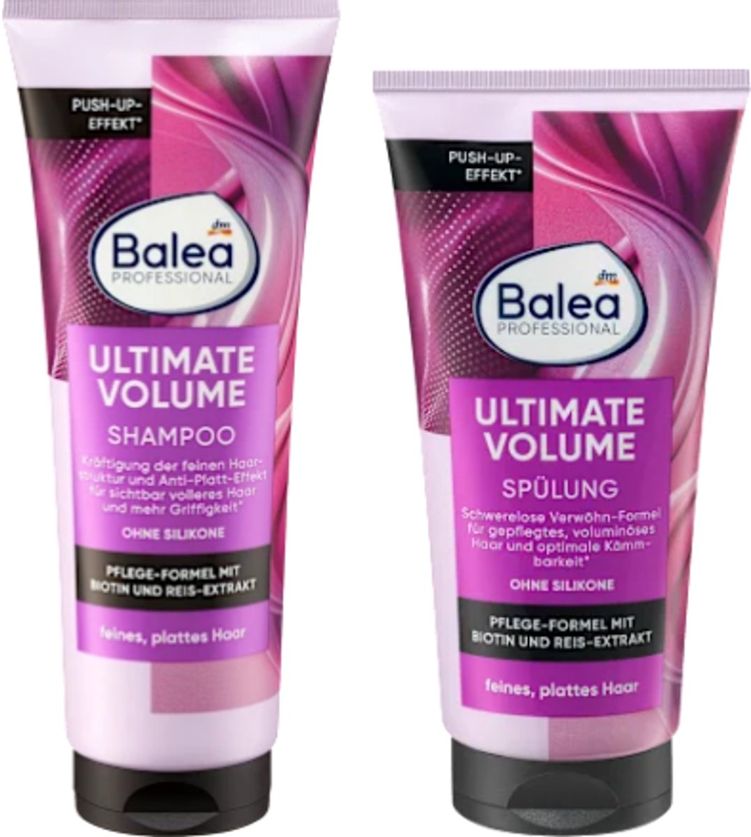 Balea Professional Ultimate Volume Shampoo & Conditioner - COMBI-VERPAKKING | Shampoo 250 ml & Conditioner 200 ml - Verzorgende Formule | Siliconenvrij - Voor Fijn & Plat haar