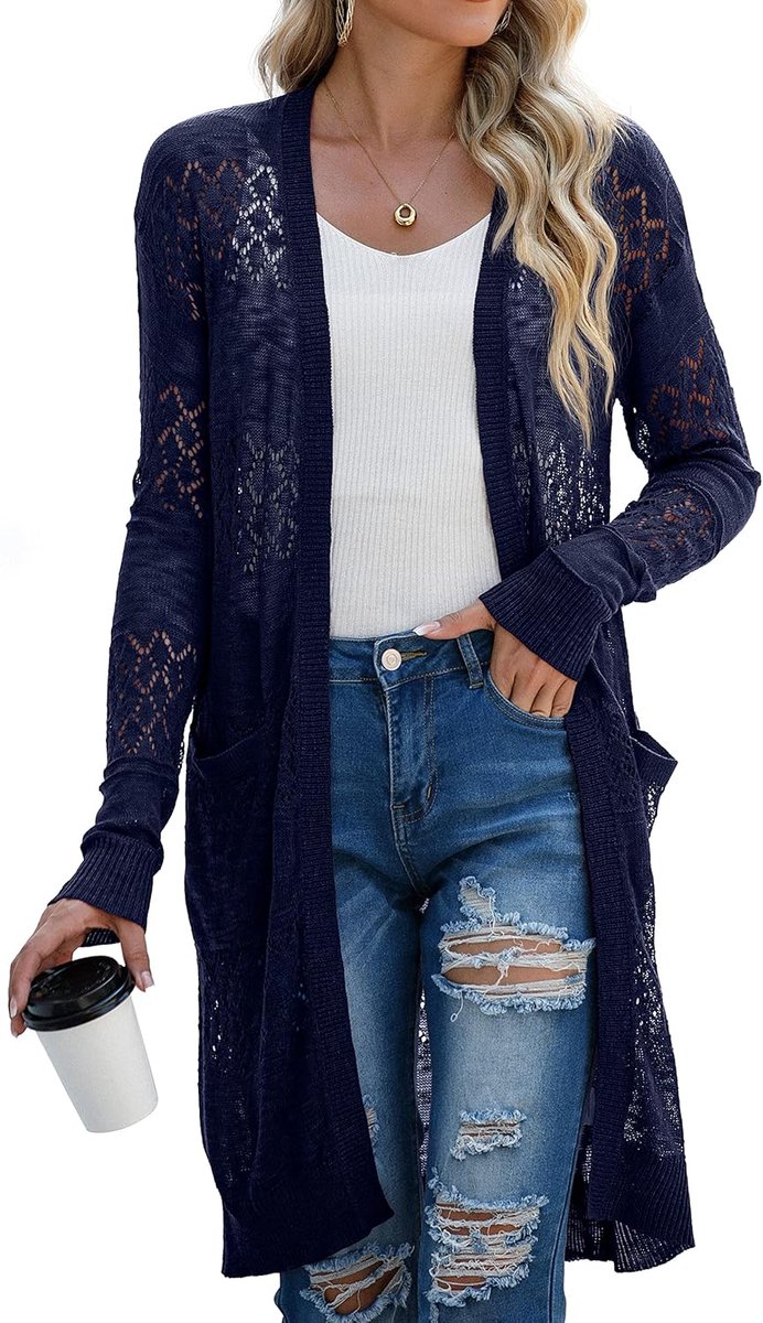 Zomer Strand Cover Up - Casual Badmode Kimono - Marineblauw